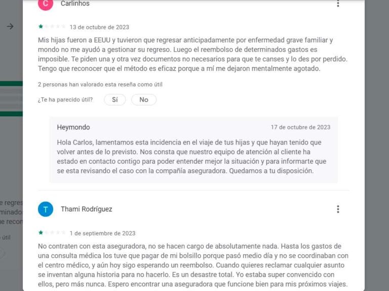 Opiniones negativas de Mondo Seguros en Google Play Store