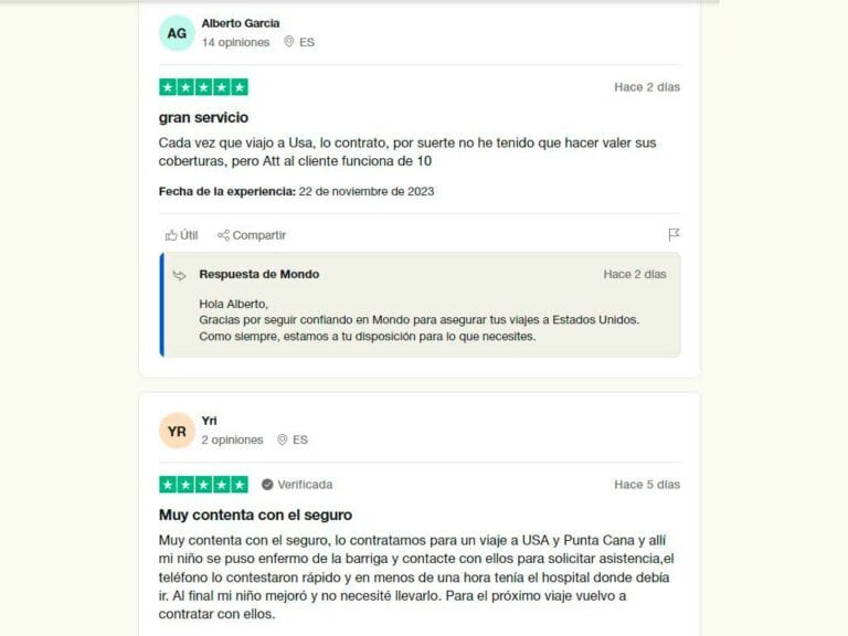 Opiniones positivas de Mondo Seguros en TrustPilot